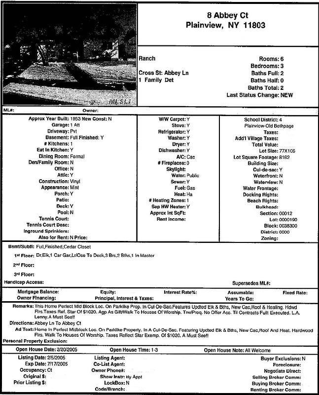 Sales Listing